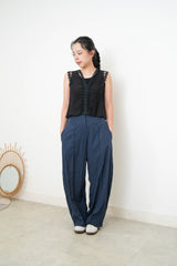 Black lace vest blouse
