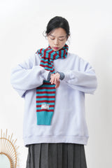Soft knit sleeves scarf in stripes