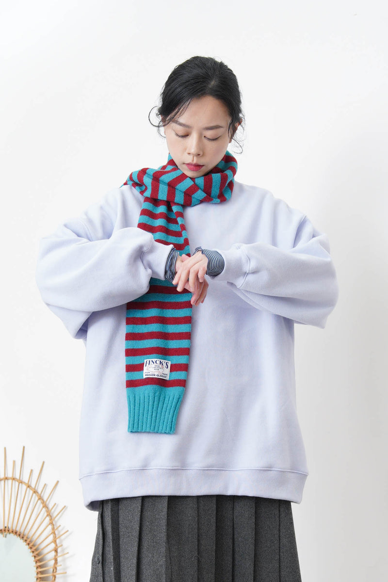 Soft knit sleeves scarf in stripes