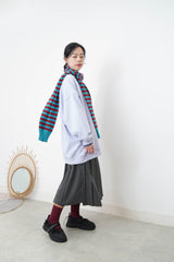Soft knit sleeves scarf in stripes