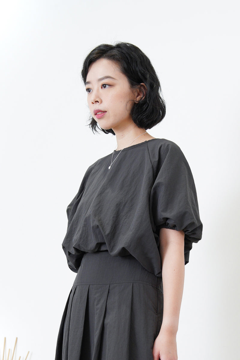 Charcoal balloon sleeves blouse