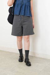 Navy blue denim vest w/ ruffle shoulders