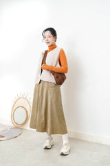 Brown suede leather pillow bag w/ adjustable straps