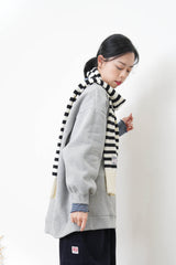 Soft knit sleeves scarf in stripes