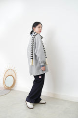 Soft knit sleeves scarf in stripes