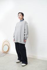 Navy corduroy trousers in loose cut