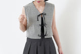 B&W detail pattern vest w/ ribbon