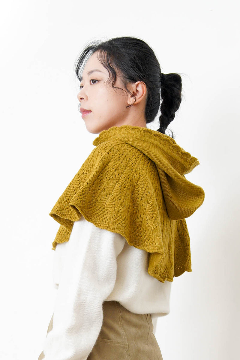 Mustard wool knit cape
