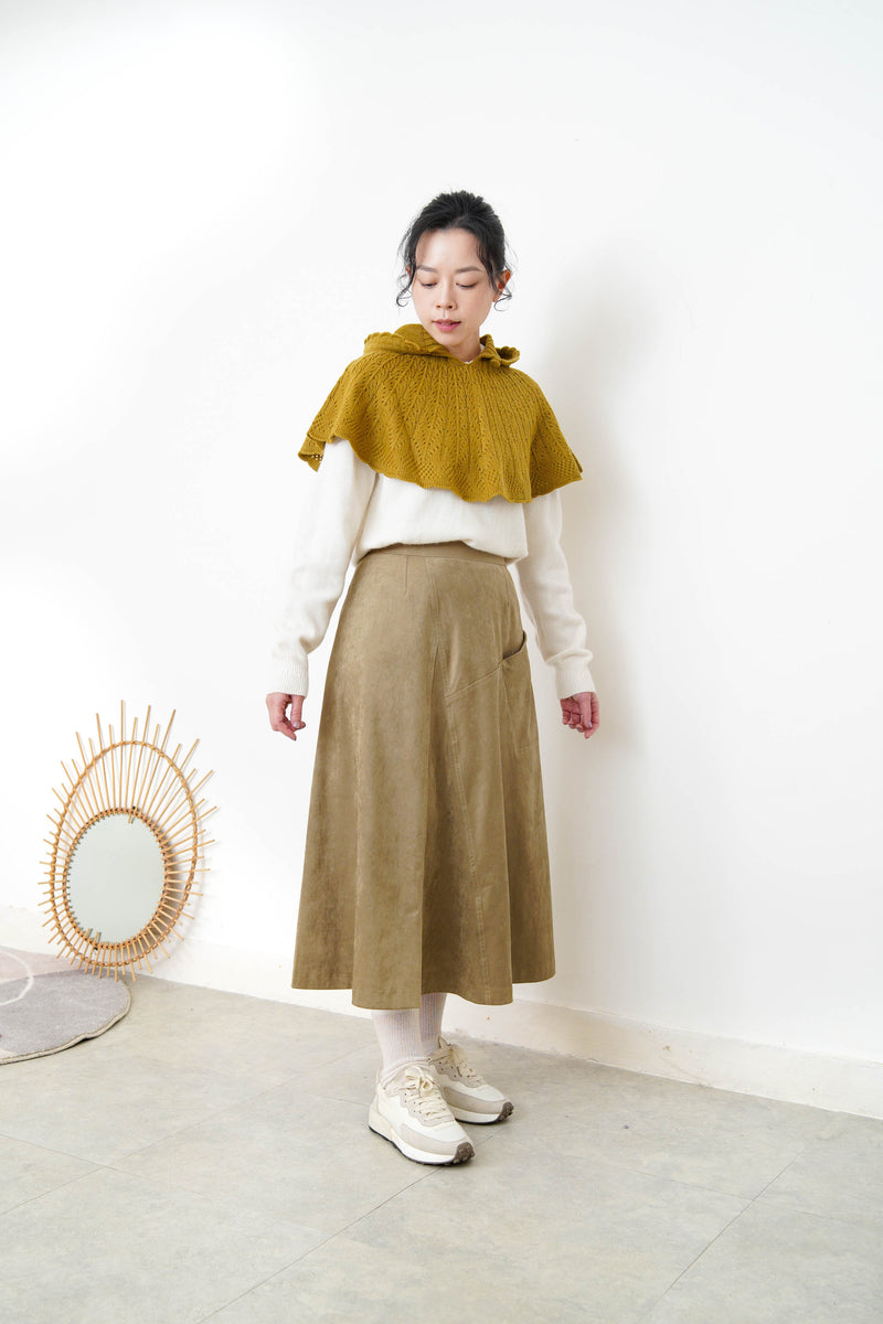 Mustard wool knit cape