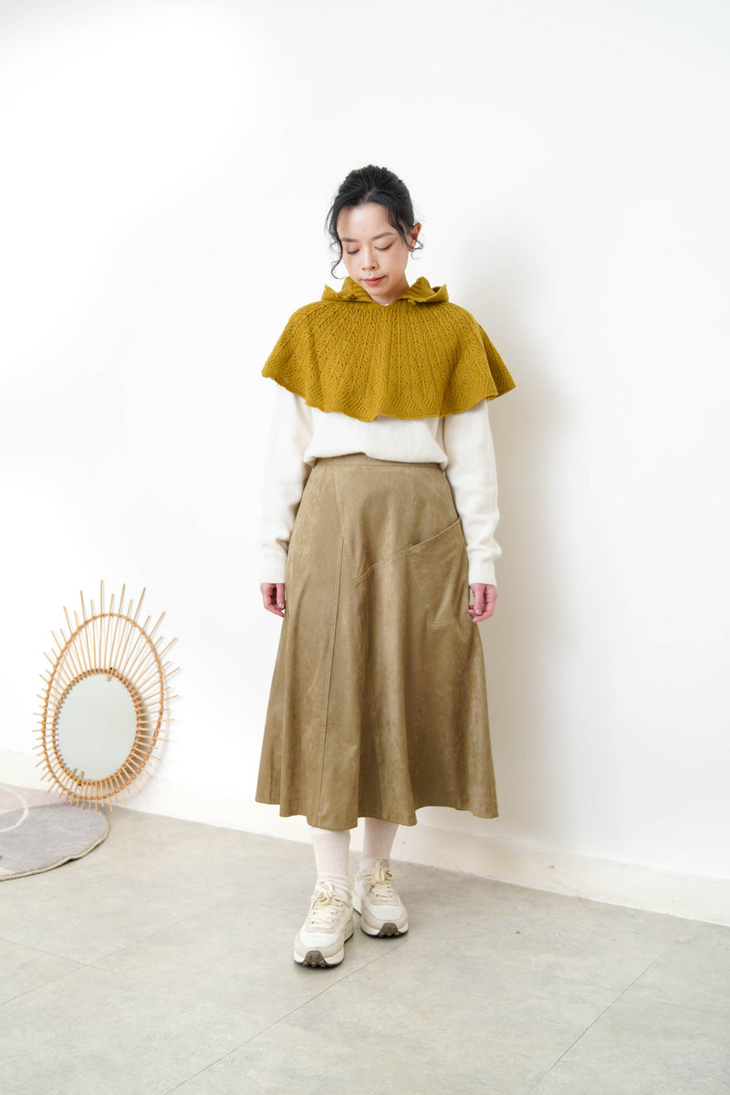 Mustard wool knit cape
