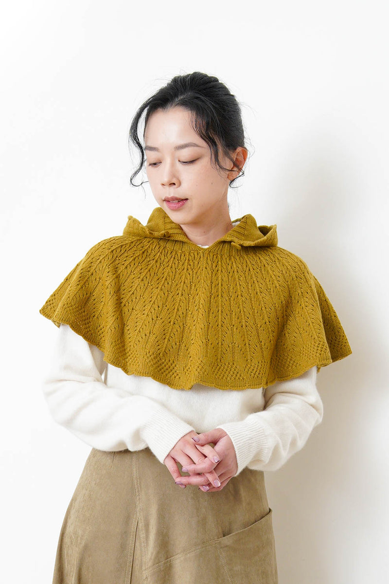 Mustard wool knit cape