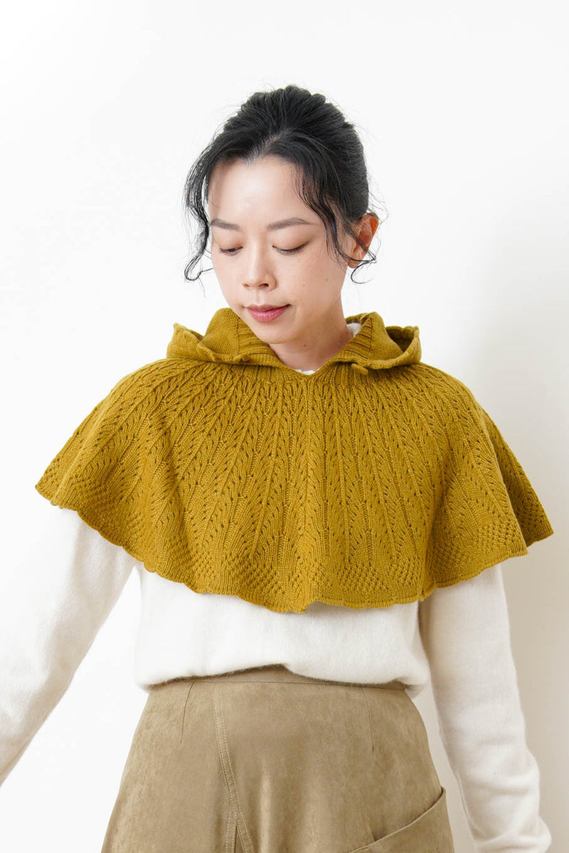 Mustard wool knit cape