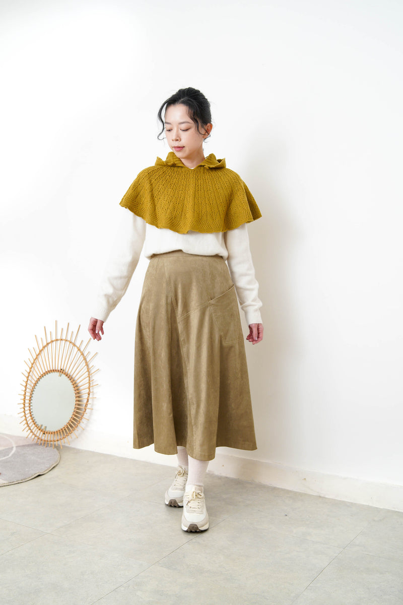 Mustard wool knit cape