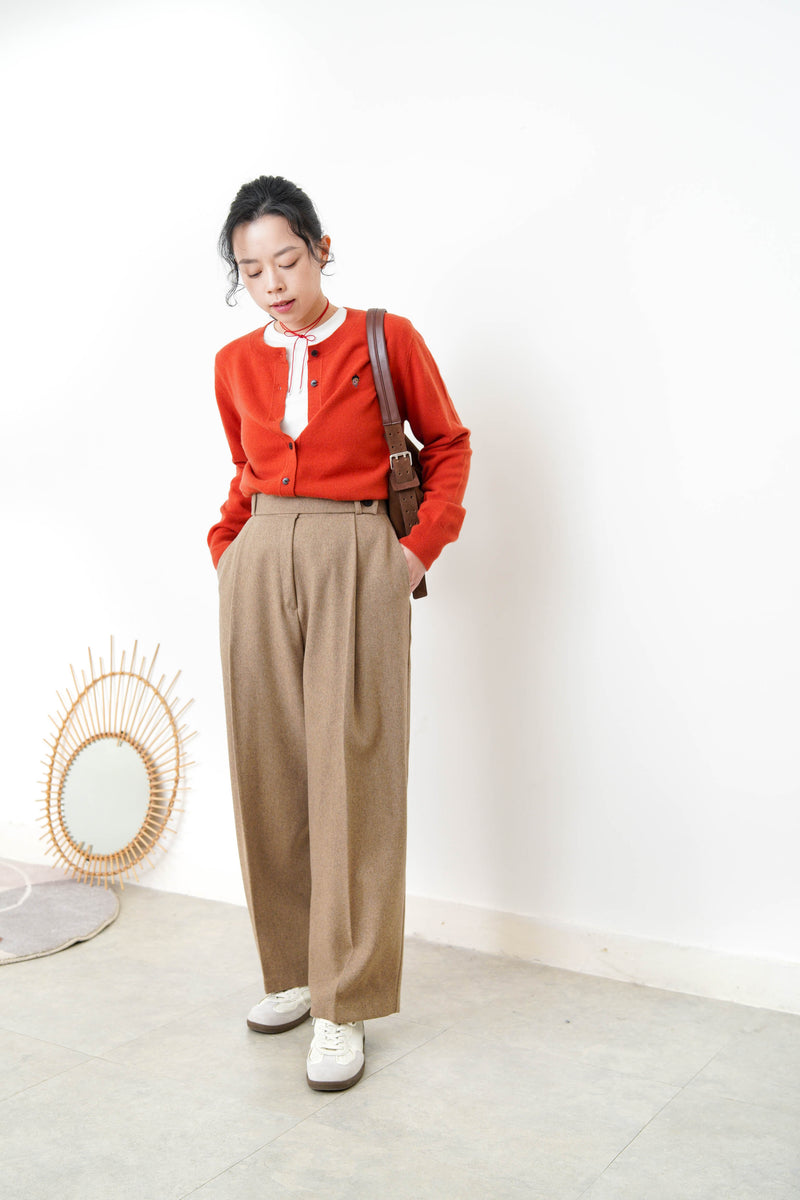 Brown wool trousers in pencil cut