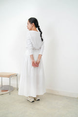 White red stitches button tee top