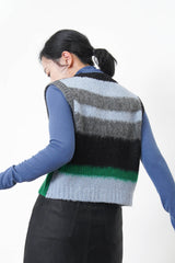 Green button vest w/ contrast hem