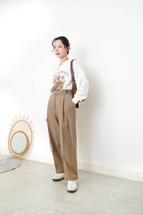 Brown wool trousers in pencil cut