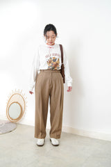 Brown wool trousers in pencil cut