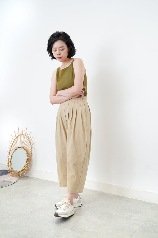 Balloon shape leisure pants in elastic waist