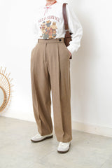 Brown wool trousers in pencil cut