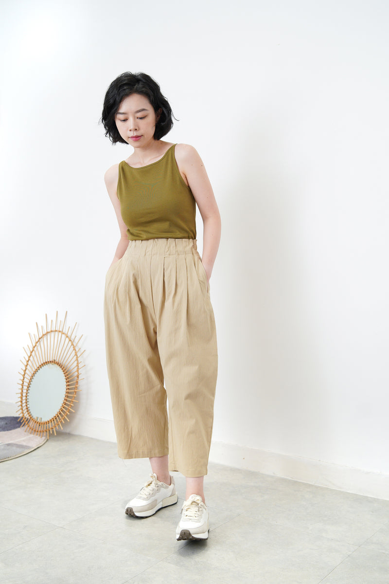 Balloon shape leisure pants in elastic waist