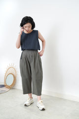 Charcoal blue vest in string waist