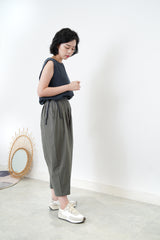 Charcoal blue vest in string waist