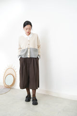 Oatmeal patchwork cardigan w/ contrast pockets