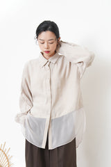 Black chiffon shirt w/ sheer long hem