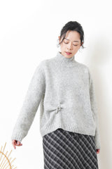 Grey alpaca wool sweater w/ pins