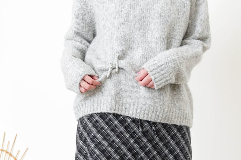 Grey alpaca wool sweater w/ pins