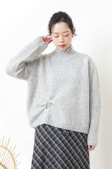 Grey alpaca wool sweater w/ pins