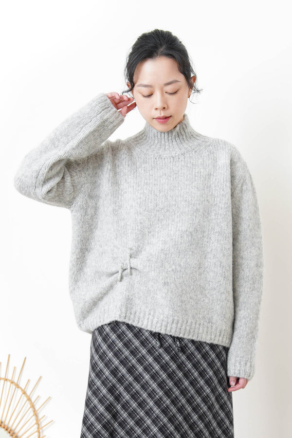 Grey alpaca wool sweater w/ pins