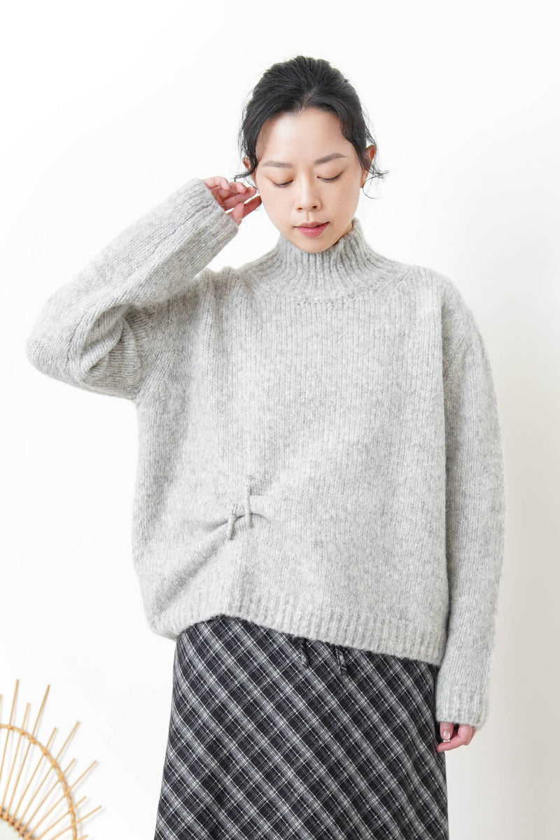 Grey alpaca wool sweater w/ pins