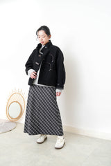 Black 100% wool jacket w/ leather buckles