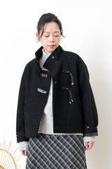 Black 100% wool jacket w/ leather buckles