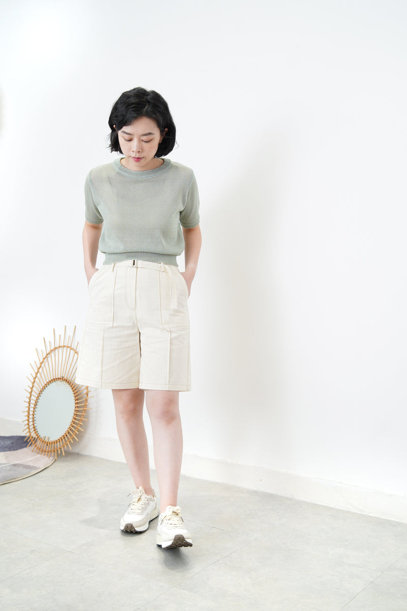 Ivory outlined shorts w/ belt