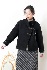 Black 100% wool jacket w/ leather buckles