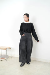 Black sweater w/ silk soft collar