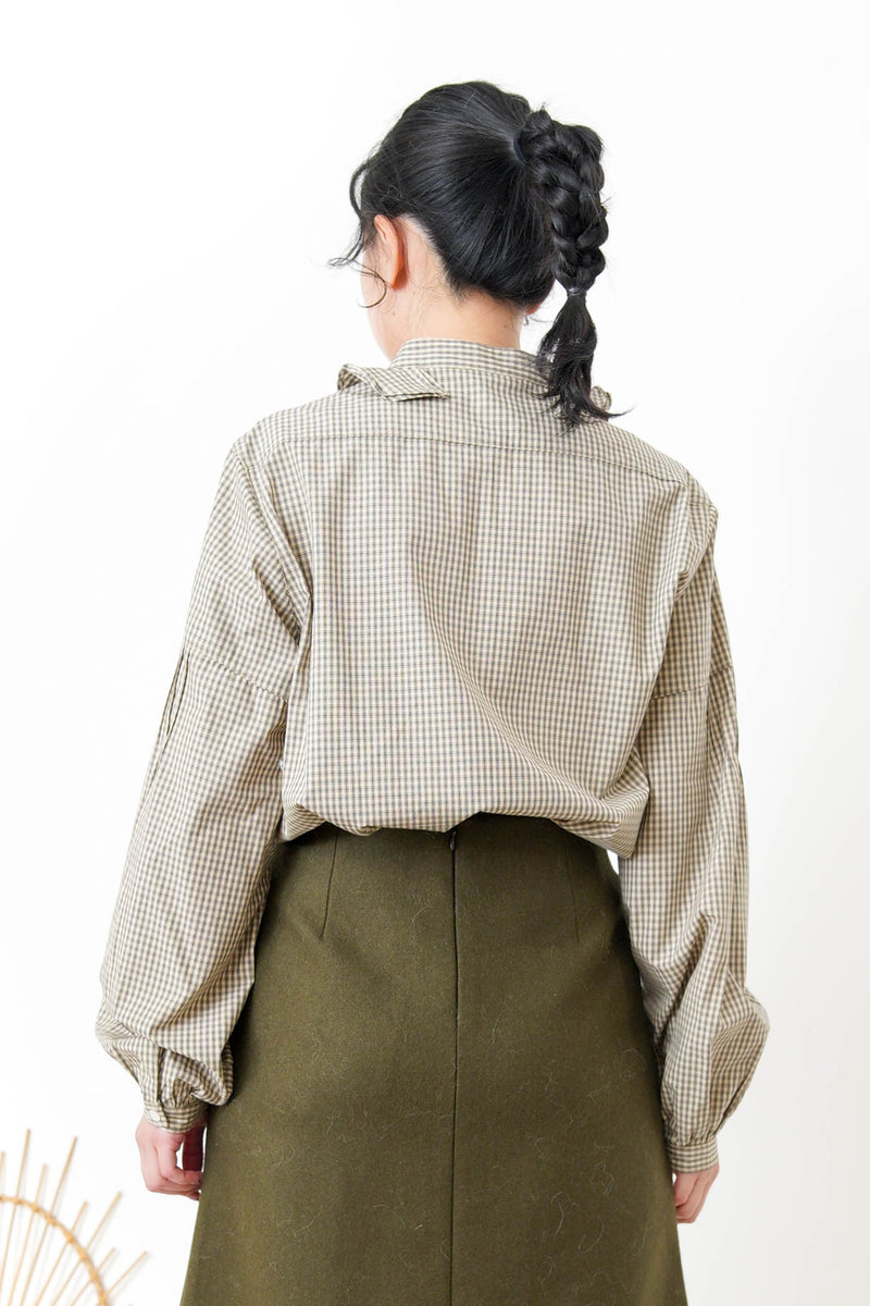 Checked shirt in peplum collar