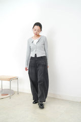 Grey soft cotton crop jacket in lace trimmed