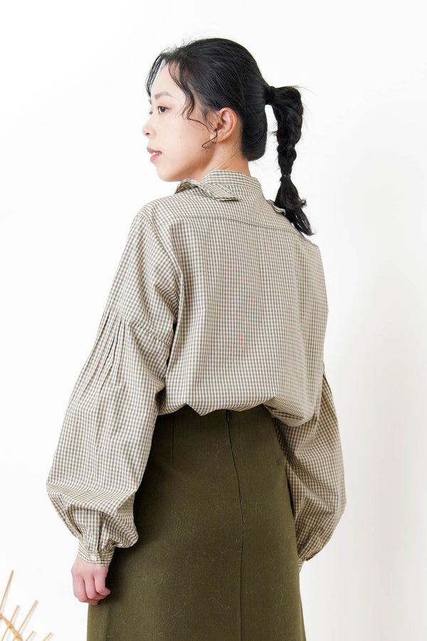 Checked shirt in peplum collar