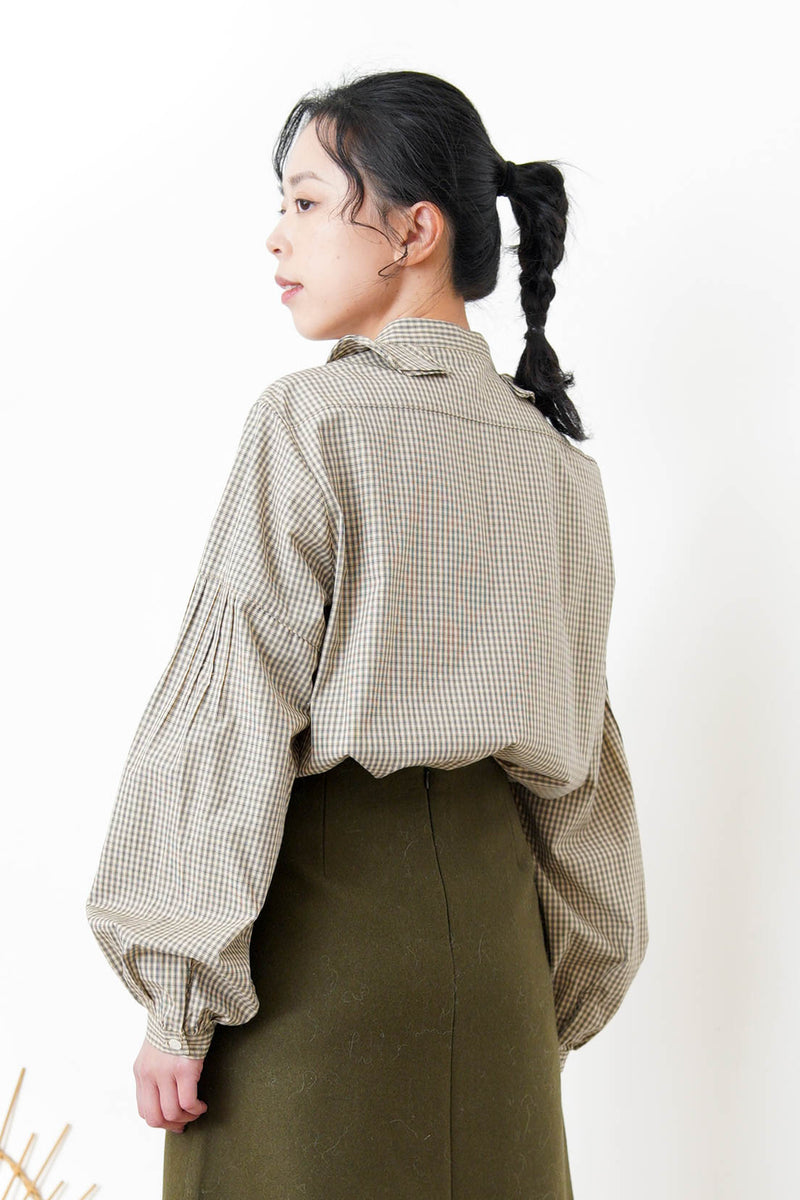 Checked shirt in peplum collar