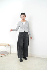 Grey soft cotton crop jacket in lace trimmed