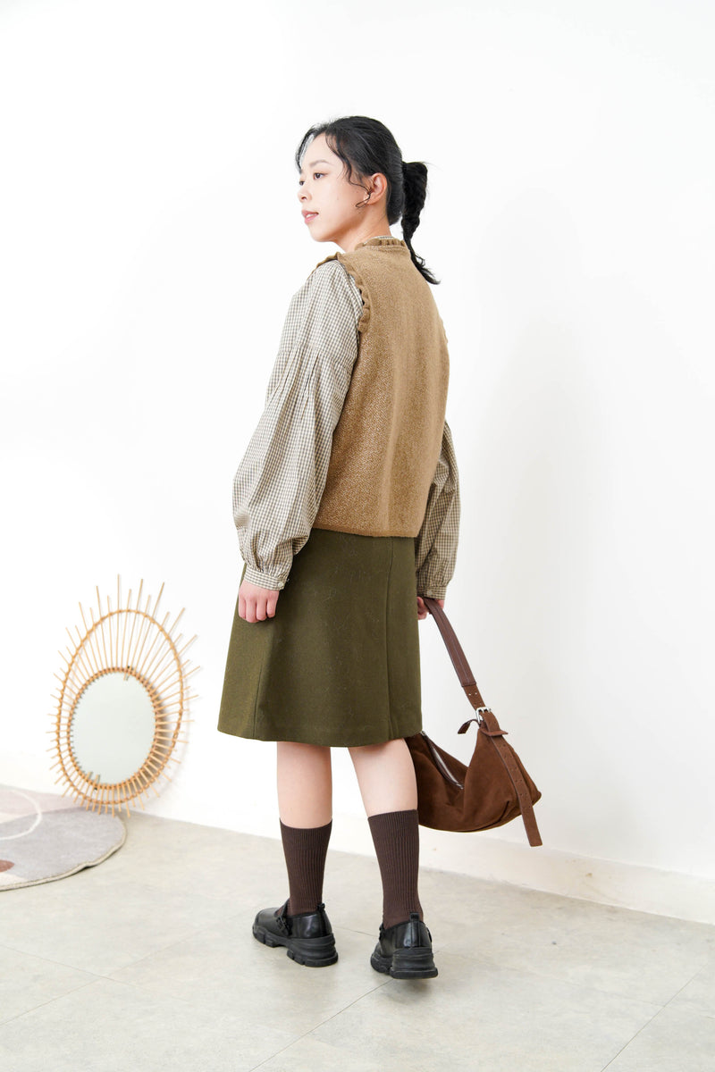 Checked shirt in peplum collar