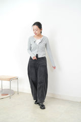 Grey soft cotton crop jacket in lace trimmed