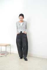Grey soft cotton crop jacket in lace trimmed