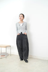 Grey soft cotton crop jacket in lace trimmed