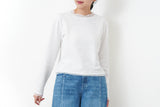 White texture top w/ sheer trimming