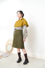 Khaki A line cut wool skirt